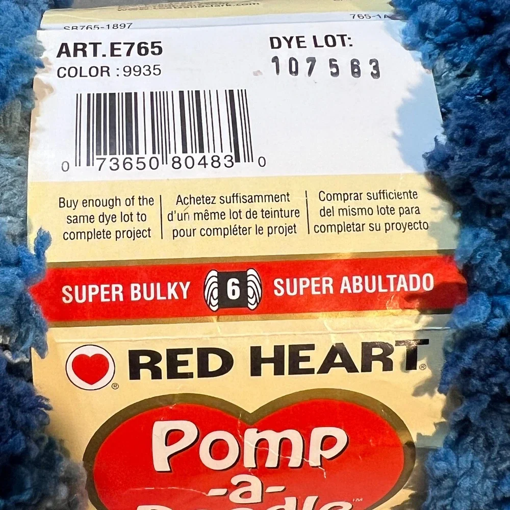 Red Heart 3.5oz Pomp-a-Doodle Yarn Shoreline Blue Super Bulky 6 E765